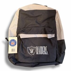 Vintage NFL Raiders Black and Gray Backpack Zip Front Pocket. Y2k NEW w/ Tags
